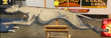 Greyhound Bus Line Painted Steel Greyhound Dog Sign