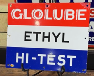 Glolube Ethyl Hi-Test porcelain pump plate
