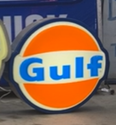 Gulf Dog Ears Lexan Plastic Light Up Gas Station Small Sign