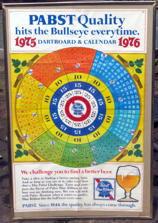 1976 Pabst “Bullseye” Dartboard Poster Milwaukee Wisconsin