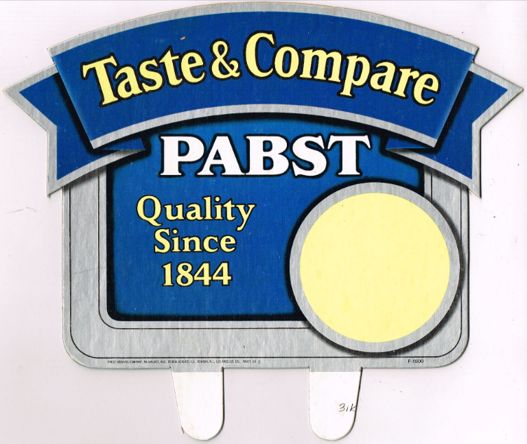 1971 Pabst Blue Ribbon Beer 6-Pack Cardboard Topper Milwaukee Wisconsin