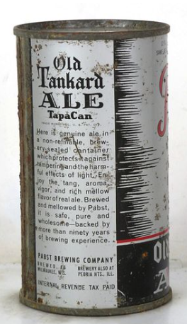 1939 Pabst Old Tankard Ale 12oz Opening Instruction Can Milwaukee Wisconsin