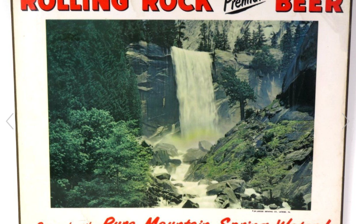 1959 Rolling Rock Beer (Buttermilk Falls) Masonite Sign Latrobe Pennsylvania