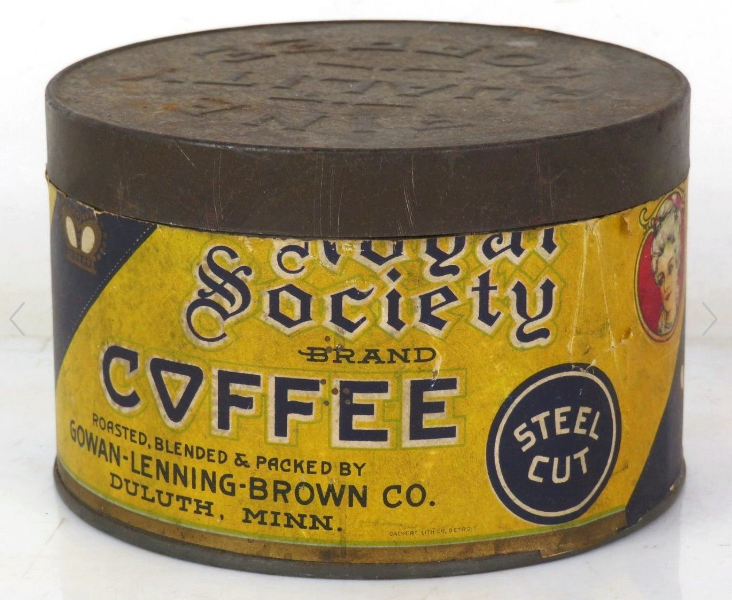 1920 Royal Society Coffee 1 Pound Tin Duluth Minnesota