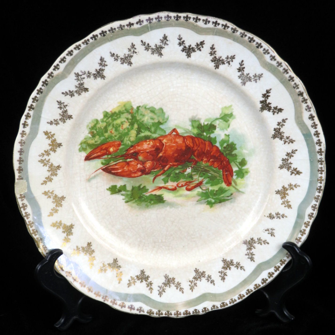 1910 Simon Pure Beer “Lobster” Plate Buffalo New York