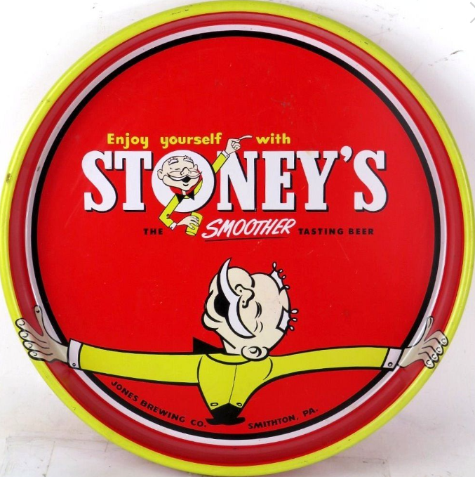 1954 Stoney’s Beer 13 inch Serving Tray Smithton Pennsylvania