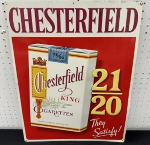 Chesterfield Cigarettes Embossed SST Sign