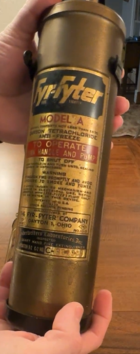 Fyr-Fyter Brass Fire Extinguisher with Mounting Bracket