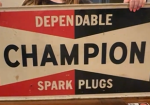 Champion Spark Plugs Dependable DST Hanging Sign Rolled Top Edge