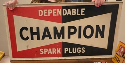 Champion Spark Plugs Dependable DST Hanging Sign Rolled Top Edge