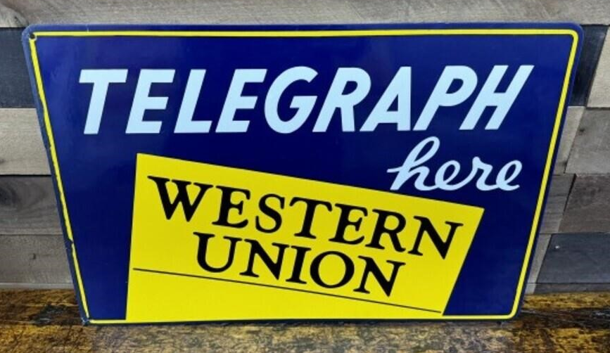 Western Union Telegraph Here DSP Flange Sign
