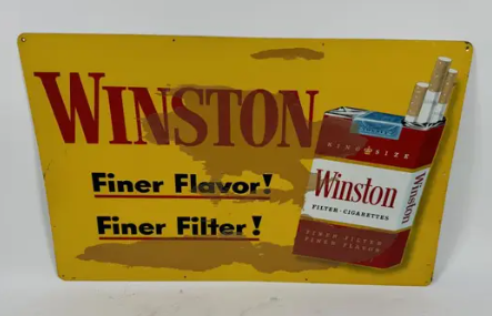 Winston Fine Flavor Cigarettes Painted SST Sign