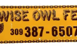 Wise Owl Fence Pekin Illinois Embossed Single Sided Aluminum Sign