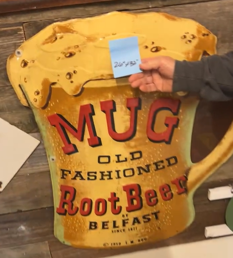 Mug Old Fashioned Root Beer Die Cut SST Embossed Sign