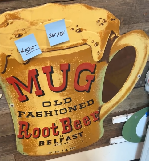 Mug Old Fashioned Root Beer Die Cut SST Embossed Sign