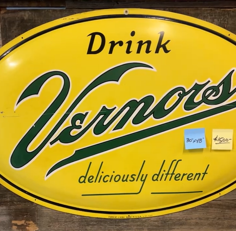 Vernors Deliciously Different SST Oval Button Sign