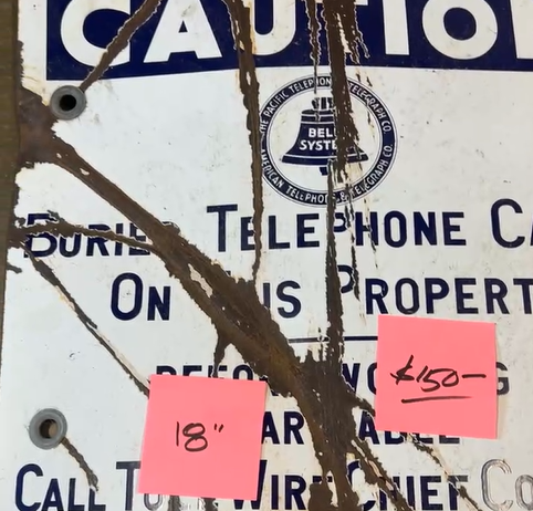 Caution Buried Telephone Cable Bell System SSP Sign