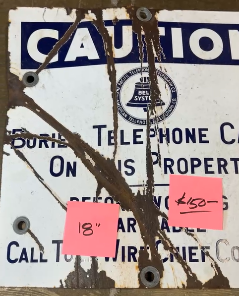 Caution Buried Telephone Cable Bell System SSP Sign