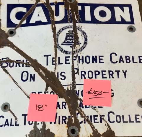 Caution Buried Telephone Cable Bell System SSP Sign