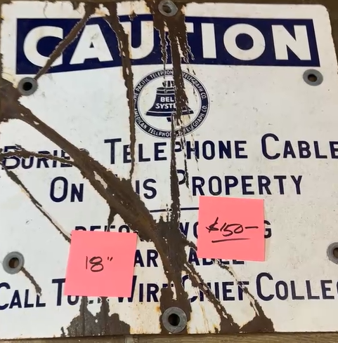 Caution Buried Telephone Cable Bell System SSP Sign