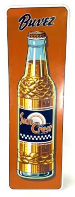 Buvez Sun Crest Bottle Embossed Vertical SST French Canadian Sign