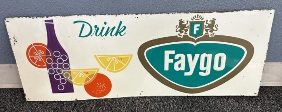 Drink Faygo w/Bottle Embossed SST Sign