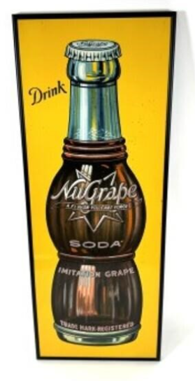 Drink NuGrape Soda Embossed Bottle SST Sign
