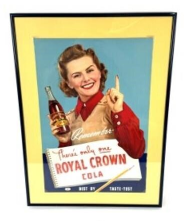 Royal Crown Cola Framed Cardboard Sign