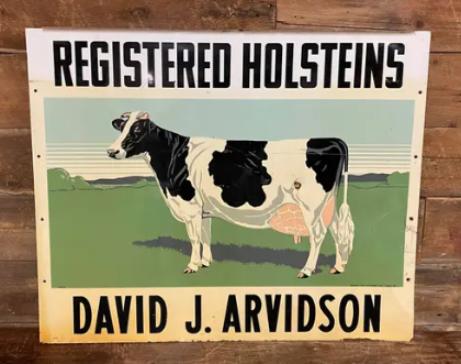 Registered Holsteins Double Sided Tin Sign