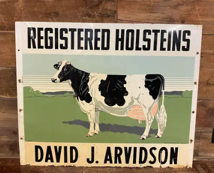 Registered Holsteins Double Sided Tin Sign