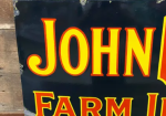 John Deere Three-Legged Single Sided Porcelain Sign