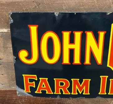 John Deere Three-Legged Single Sided Porcelain Sign