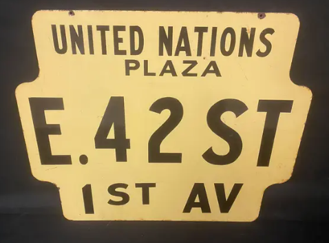 United Nations Double Sided Porcelain Sign