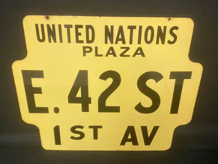 United Nations Double Sided Porcelain Sign