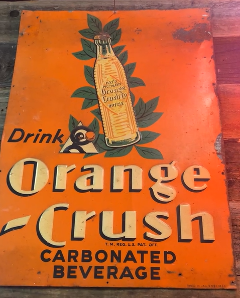 Drink Orange Crush SST Embossed Sign