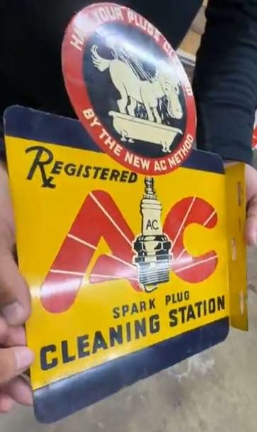 AC Spark Plug Cleaning Station DST Flange Sign