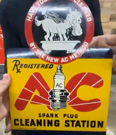 AC Spark Plug Cleaning Station DST Flange Sign