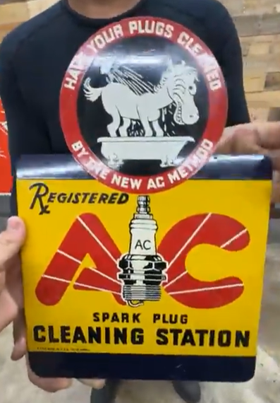 AC Spark Plug Cleaning Station DST Flange Sign