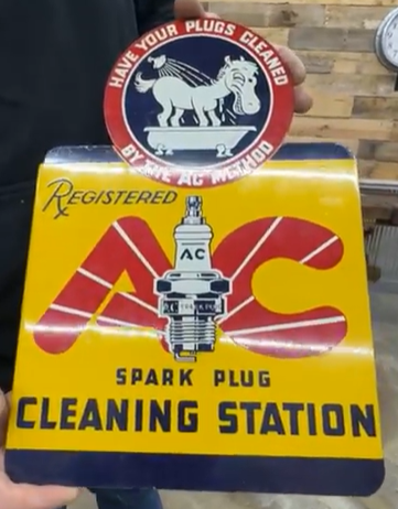 AC Spark Plug Cleaning Station DST Flange Sign