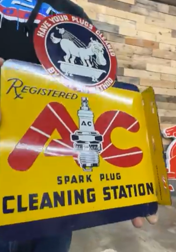 AC Spark Plug Cleaning Station DST Flange Sign
