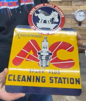 AC Spark Plug Cleaning Station DST Flange Sign