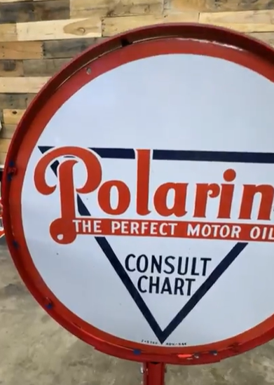 Polarine Perfect Motor Oil 30 Inch DSP Lollipop Sign on Stand