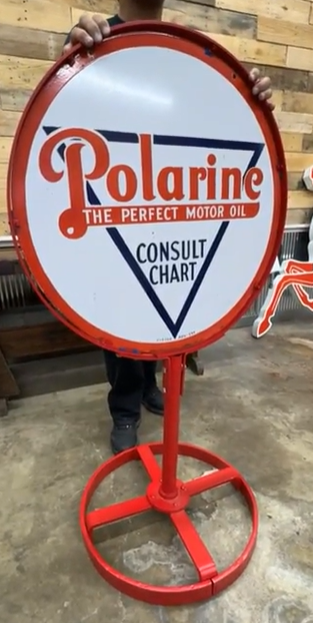 Polarine Perfect Motor Oil 30 Inch DSP Lollipop Sign on Stand