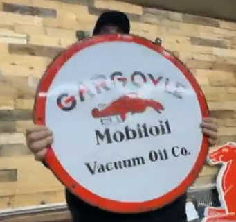 Gargoyle Mobiloil Vacuum Oil Company SSP Back-to-Back Signs