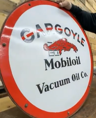 Gargoyle Mobiloil Vacuum Oil Company SSP Back-to-Back Signs