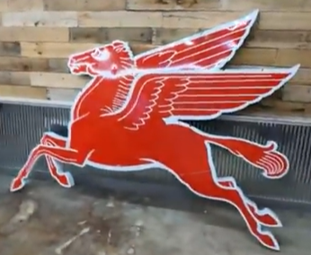 Two Mobil Pegasus Cookie Cutter SSP Die Cut Signs