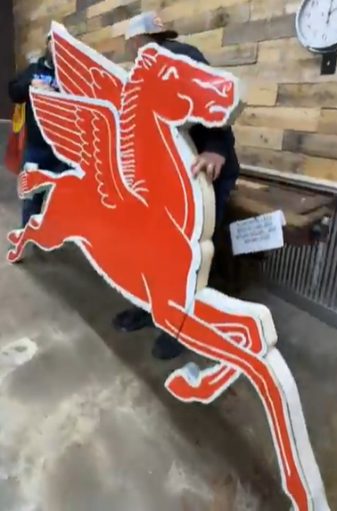 Two Mobil Pegasus Cookie Cutter SSP Die Cut Signs