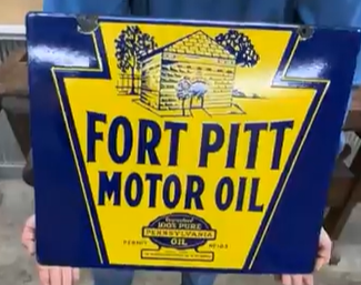 Fort Pitt Motor Oil DSP Hanging Sign