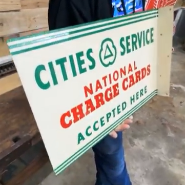 Cities Service National Charge Cards DST Flange Sign