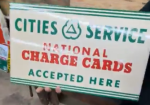 Cities Service National Charge Cards DST Flange Sign